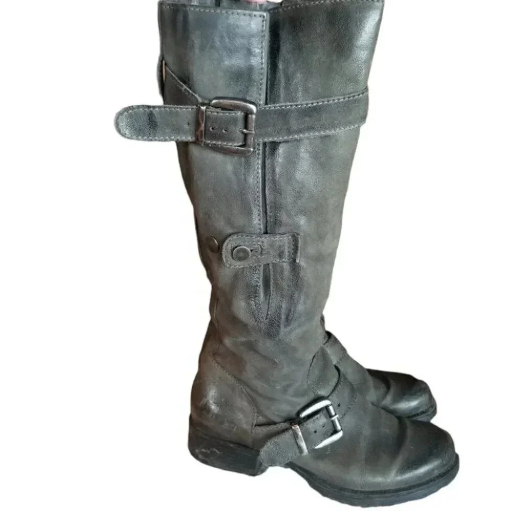 Mjus Renata 2 Leather Tall Boots Adjustable Wide Calf Green 38